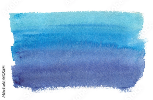 Obraz Turquoise blue to dark navy blue gradient painted in watercolor on clean white background