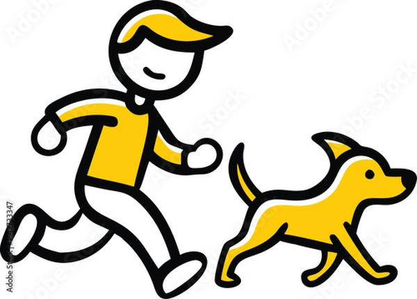 Obraz Boy jogging with dog