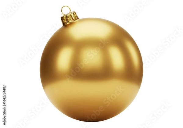 Obraz 黄金色のクリスマスボールオーナメント透明背景に金色のキャップとハンガー付き