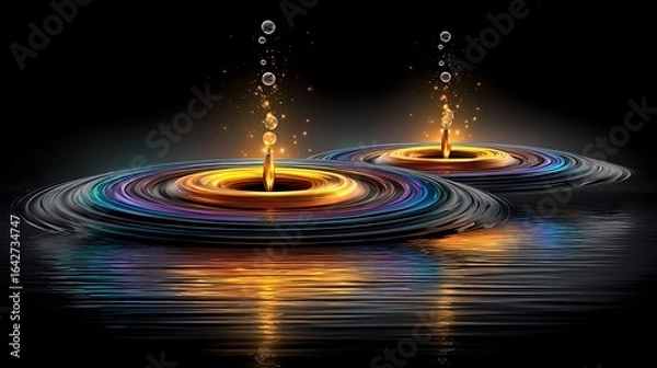 Fototapeta Pooled color gradients forming liquid whirlpools in flat design