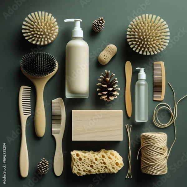 Obraz Modern Minimalist Bathroom Setup with Natural Elements