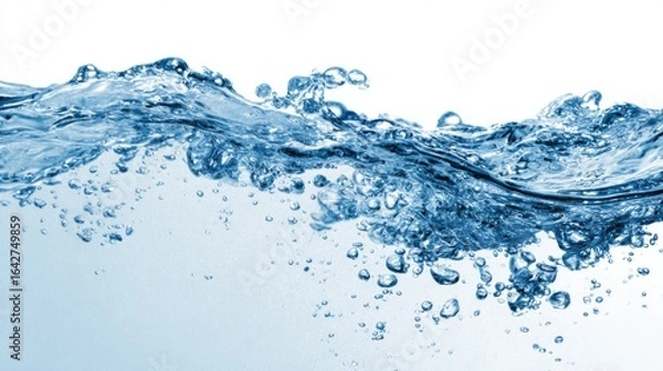 Obraz Bubbles rise as water splashes and creates vibrant waves, showcasing the fluid motion of nature and the reflections of light through the water's surface during daylight.