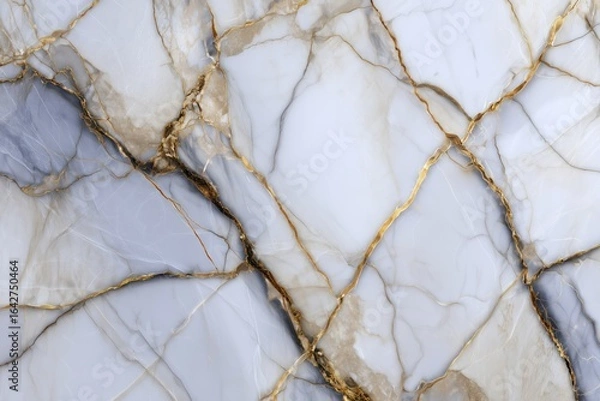 Fototapeta High-end white marble surface with dramatic grey veining