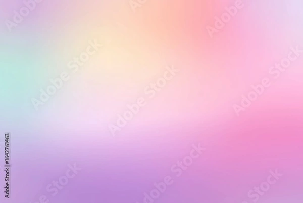 Fototapeta Minimal pastel gradient wash — balanced blend of peach, pink, lavender and mint with generous copy space