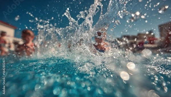 Fototapeta Splashing water in a pool