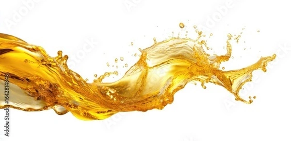 Fototapeta Golden liquid splashing and flowing