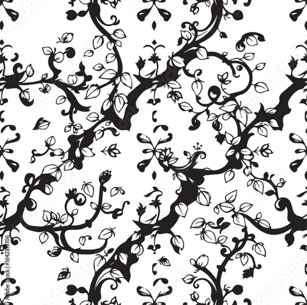 Obraz Seamless black and white floral viral pattern