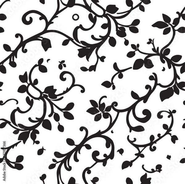 Obraz Seamless black and white floral viral pattern