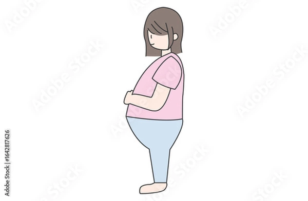 Fototapeta デニムパンツを履いた妊婦のイラスト
