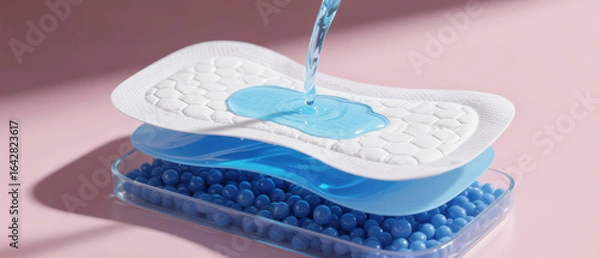 Fototapeta Demonstration of Absorbent Components in Sanitary Pad Products