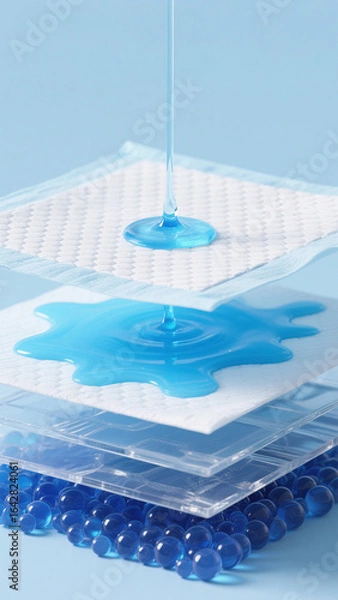 Fototapeta Demonstration of Absorbent Components in Incontinence Pad Products