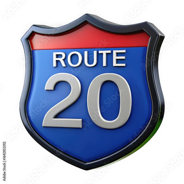 Obraz Route 20 shield sign isolated on transparent background