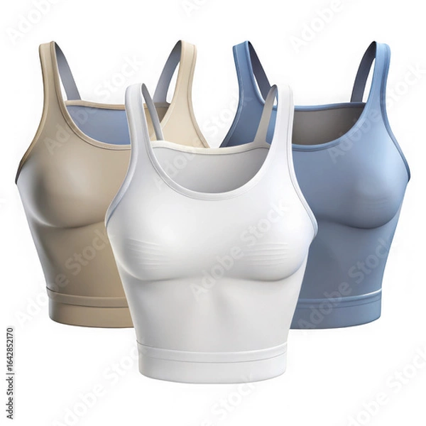 Obraz Three crop top tank tops isolated on transparent background