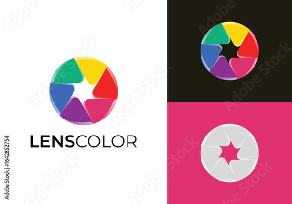 Fototapeta This is a camera lens logo with a modern and colorful style. This logo is suitable for creative agencies, media, cameramen, and such.