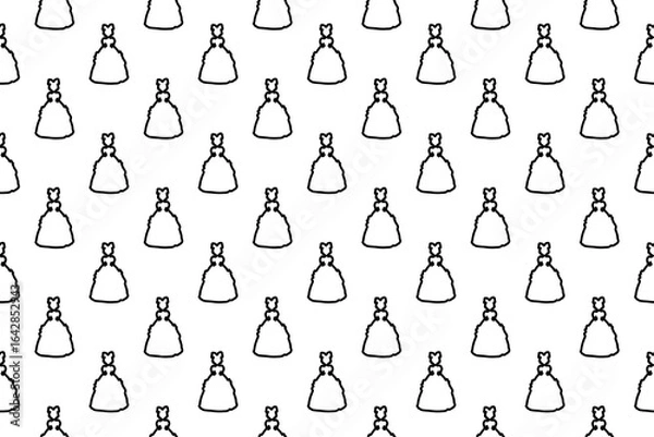 Fototapeta Seamless pattern completely filled with outlines of princess symbols. Elements are evenly spaced. Illustration on transparent background