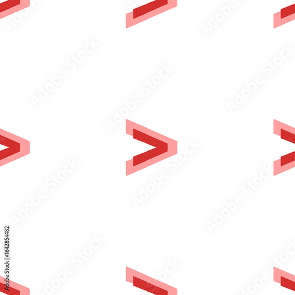 Fototapeta Seamless pattern of large isolated red greater symbols. The elements are evenly spaced. Illustration on light red background
