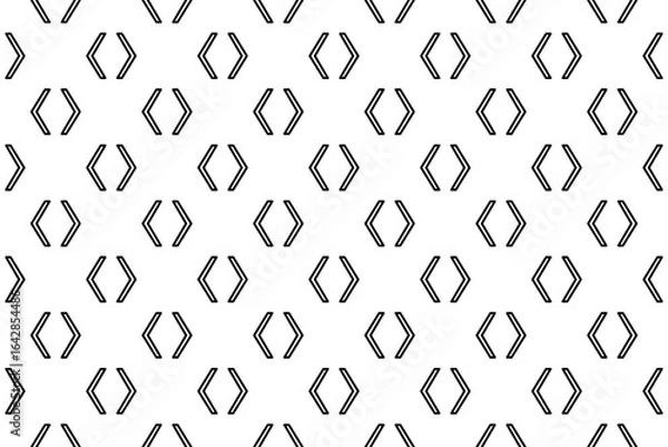 Fototapeta Seamless pattern completely filled with outlines of angle brackets symbols. Elements are evenly spaced. Illustration on transparent background