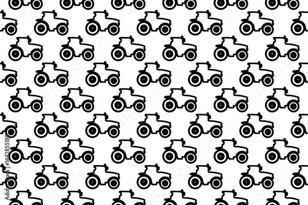Fototapeta Seamless pattern completely filled with outlines of tractor icons. Elements are evenly spaced. Illustration on transparent background