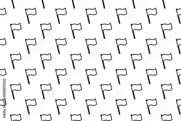 Fototapeta Seamless pattern completely filled with outlines of flag symbols. Elements are evenly spaced. Illustration on transparent background