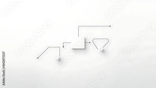 Fototapeta Modern geometric flow diagram on neutral background, representing business efficiency and optimization.