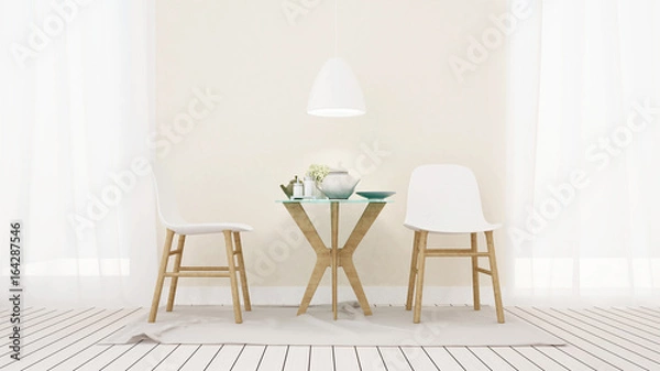 Obraz dining room in hotel or apartment - 3D Rendering