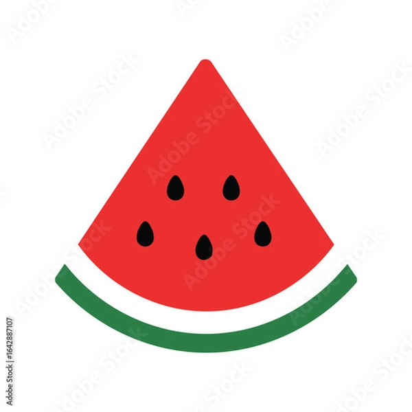 Fototapeta Simple watermelon slice vector illustration summer fruit healthy food icon isolated graphic