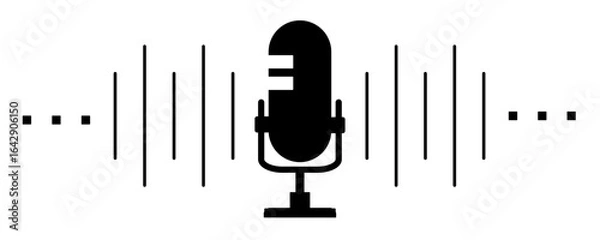 Obraz Microphone vector icon, podcast symbol. Mic simple pictogram, radio music flat pictogram