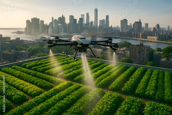 Obraz Futuristic Farm Drone Over Fields