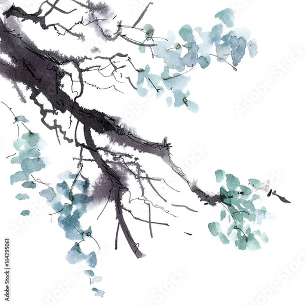 Obraz Watercolor tree branch
