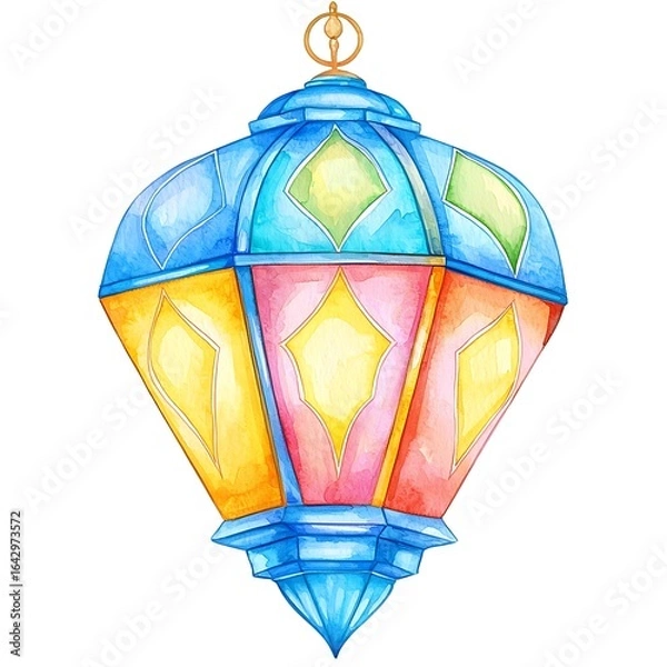 Fototapeta Colorful Ornate Hanging Lantern with Diamond Shapes.
