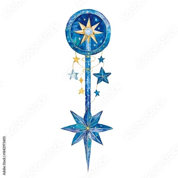 Fototapeta Celestial Star Wand with Dangle Stars, Magic and Wonder