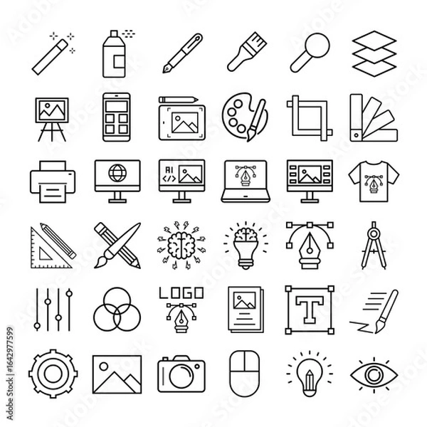 Obraz Graphic Design and Creativity Line Icons. Editable Stroke