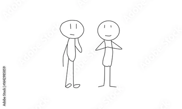 Obraz Minimalist Line Drawing of Two Stick Figures with Expressive Poses
