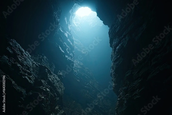 Obraz Deep cave interior, light source at top