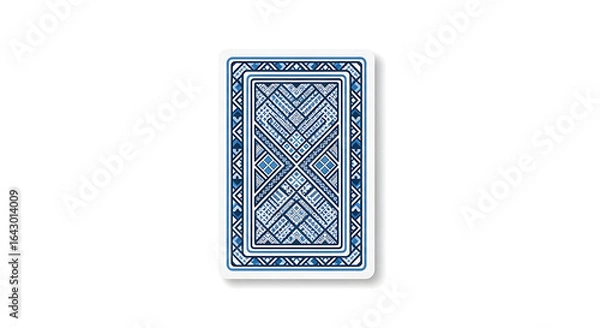 Fototapeta Back of Playing Card with Geometric Blue Design.