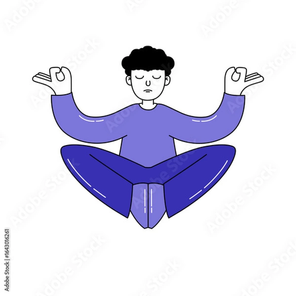 Obraz vector illustration of a cartoon man meditating