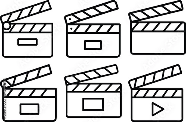 Obraz Movie Clapperboard Icons Film Production Video Media Set