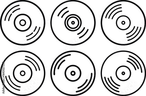 Obraz Vinyl Record Icons Music Collection Retro Design Elements