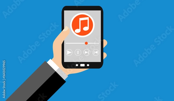 Obraz Musik hören - Flat Design