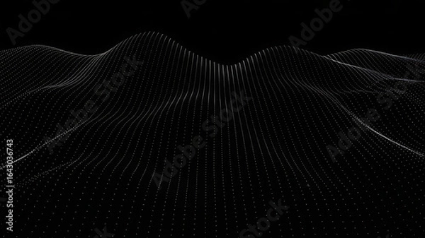 Fototapeta Abstract digital representation of a mountainous landscape with a textured shimmering and dark aesthetic