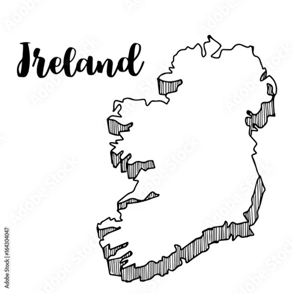 Fototapeta Hand drawn of Ireland map, vector illustration