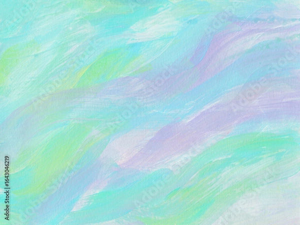 Fototapeta Soft pastel abstract background with gentle brush strokes in blue, green, and purple tones. Perfect for design, art projects