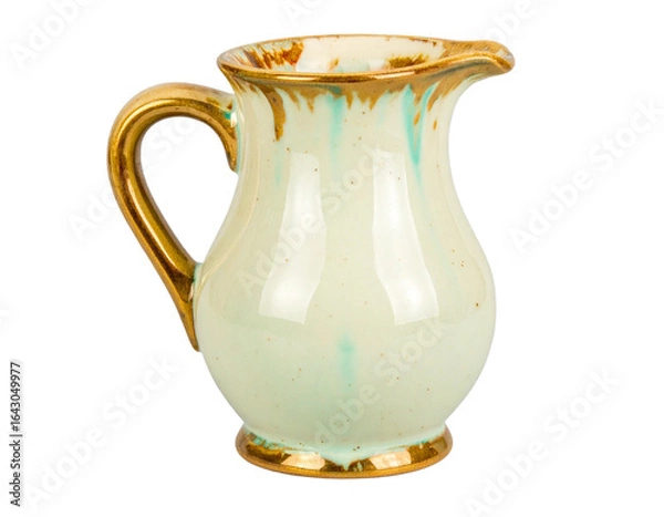 Fototapeta Ceramic Pitcher with Iridescent Glaze and Subtle Texture, Isolated on Transparent Background, PNG