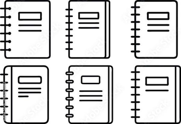 Obraz Spiral Notebook Icons Set Planning Organization Education Business
