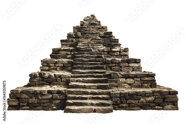 Fototapeta Ancient stone pyramid structure isolated on transparent background