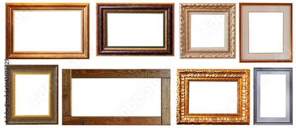 Fototapeta frame picture isolated on white background gold antique