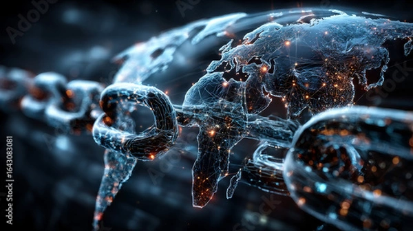 Fototapeta Network security. Hand holding network security globe with network connecting data. Integration of digital technology, protection against cyber threats ensuring safe data transfer and communication.