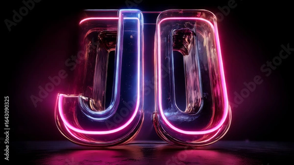Fototapeta Neon Light Alphabet J with clipping path. 3D illustration