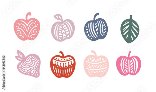 Fototapeta  doodle hand drawn apple,boho apple set, apple vector