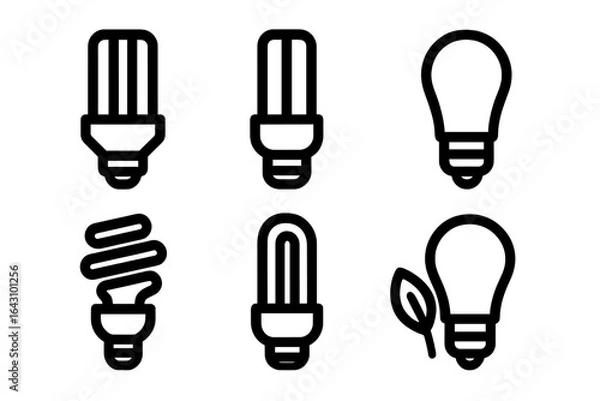 Fototapeta Different types of light bulbs displayed on a simple background for energy-efficient lighting options